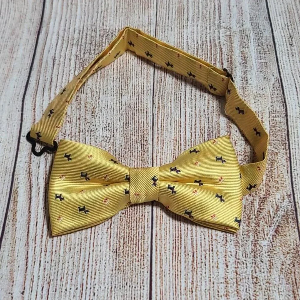 Silk Pre-Tied Bow Tie - Scottie Dog - NEW